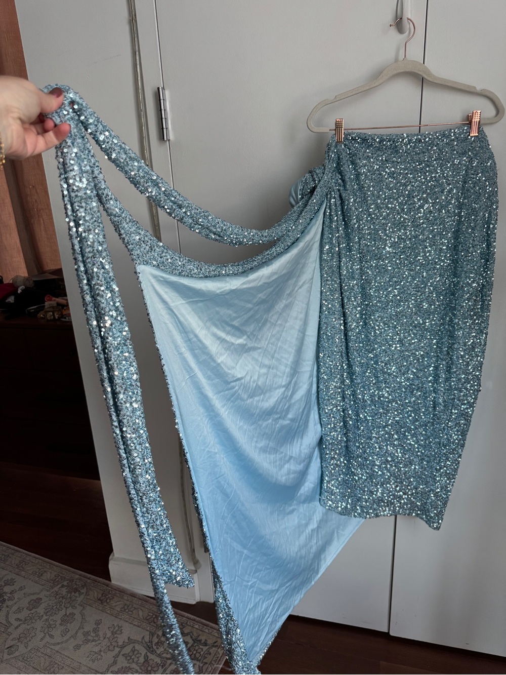 Never Fully Dressed Light Blue Sequin Maxi Skirt - Women - Picture 7 of 9